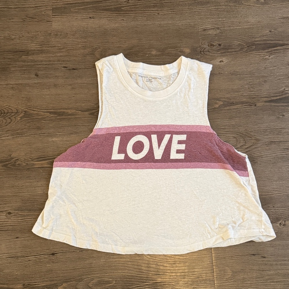 Spiritual Gangster White Crew Neck muscle tank top